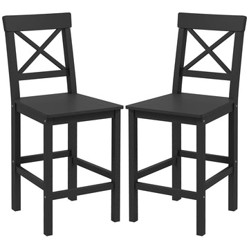 Counter Height Stools Set of 2, Farmhouse Bar Stools with Backs, Solid Wood Counter Stools for Kitchen Island