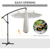 11 FT Cantilever Patio Umbrella Offset Parasol with Cross Base and 8 Ribs for Garden, Cream White
