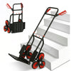 6-Wheels Stair Climber Trolley Cart, Hand Truck and Dolly, Foldable Steel Load Cart, 264lbs Capacity, Black and Red, Black, Red
