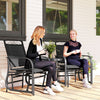 Outdoor Glider Bench with Coffee Table, Patio 2-Seat Rocking Chair Swing Loveseat with Breathable Sling for Backyard Garden Porch, Black