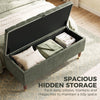 Storage Ottoman Bench, Linen-Look Upholstered Seat, 264 LBS Capacity, End of Bed Bench, Green