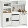 Qaba Play Kitchen, Kids Kitchen Playset with Coffee Machine, Ice Maker, Microwave, Oven, Storage, Gift for Toddlers 3+, White