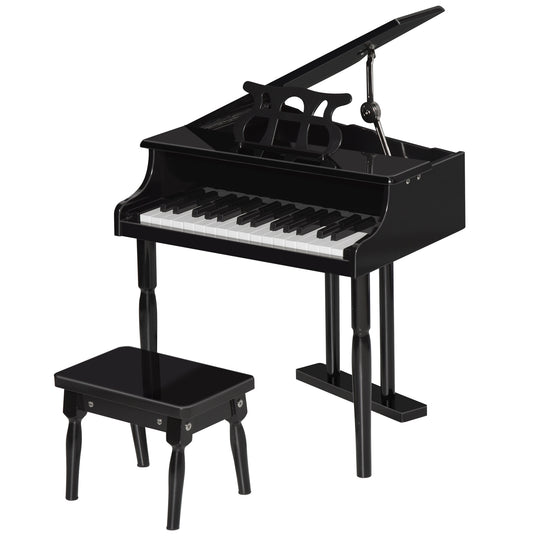 Piano moderne pour enfants, 30 touches, ensemble de 2, mini jouet pour enfant, piano à queue avec pupitre et banc, cadeau idéal, Noir