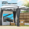 10' x 10' Outdoor Gazebo, Retractable Pergola Canopy with Curtains, UPF30+ Free Standing Metal Pergola Kit, Dark Grey