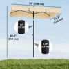 6.5x4ft Rectangle Patio Umbrella Aluminum Tilt Adjustable Garden Parasol Sun Shade Outdoor Canopy Beige