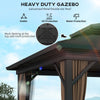10' x 10' Hardtop Gazebo, Sun Shelter with Double Tier Metal Roof, Mosquito Netting, and Hanging Hook, Dark