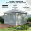 12' x 12' Foldable Pop-up Party Tent Instant Canopy Sun Shade Gazebo Shelter with Steel Frame, Light Grey