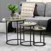 Nesting Coffee Tables Set of 3, Stacking Round Side Tables with Steel Frame for Living Room
