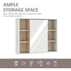 Wall-Mounted Bathroom Medicine Cabinet with Mirror, Over Toilet Bathroom Vanity Cabinet White & Oak