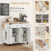 Rolling Kitchen Island with Rubber Wood Top and Storage, Spice Rack, Towel Rack, Cream White