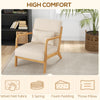 Fabric Lounge Chair, Velvet Armchair, Retro Accent Chair with Wood Legs and Thick Padding for Bedroom, Beige