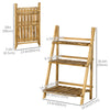 Outdoor Plant Stand, Foldable Flower Stand 3-Tier Wooden Plant Shelf for Garden Indoor Outdoor, 24