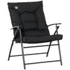 Foldable Lounge Chair, Fabric Upholstered Recliner, Outdoor Lounger with Armrest, Metal Frame for Backyard, Black