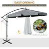 11FT Offset Hanging Patio Umbrella Cantilever Umbrella with Easy Tilt Adjustment, Cross Base and 8 Ribs for Backyard, Poolside, Lawn and Garden, Dark Grey