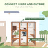 Outdoor Cat Enclosure Window Box with Weatherproof Roof, Bridge, Resting Box, Platforms, for 2 Kittens, Orange