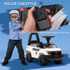 Kids Ride On Sliding Car with Hidden Under Seat Storage, Ride On Police Car for Toddler with Megaphone, Anti Dumping Device, Removable Backrest, Foot-to-Floor Design, White
