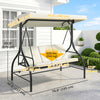 Convertible Patio Swing Bed with Canopy and Cushions, 3 Seater Porch Swing for Outdoor, Backyard, Garden