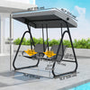 Patio Swing Chair w/Adjustable Canopy Outdoor Porch Swing Glider w/Dual Independent Seats 2-Seat Grey