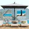 Patio Offset Umbrella UPF 50+ UV Protection, Crank Parasol with Base, Cover & Wind Securing, Khaki