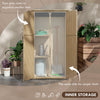 Wooden Outdoor Storage Cabinet Garden Shed with Waterproof Asphalt Roof and Lockable Doors, Natural