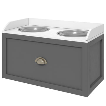 Elevated Dog Bowls Raised Pet Feeding Station with Storage 2 Stainless Steel Bowls, 23.6