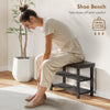 Bamboo Shoe Storage Bench, 3-Tier Entryway Bench with 2 Storage Shelves for Hallway, Holds 6 Pairs, Black