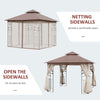 10'x10' Soft-top Steel Patio Gazebo Outdoor Sun Shelter with 2-Tier Polyester Roof, Curtain Sidewalls