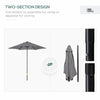 6.6FT Patio Umbrella, Outdoor Parasol with 6 Solid Ribs, Dark Grey