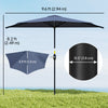 9.8ft Half Umbrella Semi Round Patio Parasol with Crank Handle, Top Vent for Garden, Balcony- NO BASE INCLUDED, Dark Blue