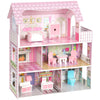 Dollhouse with 8 PCS Accessories, Dreamhouse Villa with LED Light, 3-Story Doll House with 6 Rooms for Girls 3-6 Years