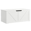 39.4 Inches Storage Chest, Storage Trunk with 2 Safety Hinges for Living Room, White Wood Grain