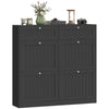 Shoe Cabinet with 2 Large Flip Drawers, Farmhouse Narrow Shoe Storage Cabinet with 2 Top Compartments, Black