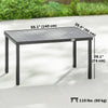 Rectangular Patio Table for 6, Outdoor Dining Table with Wood-Plastic Composite Top and Steel Frame for Garden, Grey
