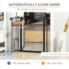 29.1''-31.5'' Extra Wide Dog Gate with Cat Door with Stair Pressure Fit, Auto Close, Double Locking, for Doorways, Hallways, Stairs, Black