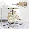 Double Wicker Egg Swing Chair with Canopy, Foldable Hanging Egg Chair with Stand Cushion Headrest