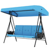 3-Seat Outdoor Porch Swing Patio Swing with Adjustable Canopy, Side Tray, Removable Cushion for Garden, Poolside