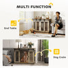 47in Dog Crate Furniture with Divider Panel, Wooden Dog Kennel TV Stand for Large Dogs, Pet House Side Table for 2 Small Dogs with Two Rooms Design, 2 Sliding Doors, Oak