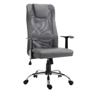 Ergonomic Office Chair with Thick Padded Headrest, Mesh Computer Desk Chair with Tilt Function, Armrest, Grey