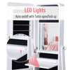 Freestanding Mirror Jewelry Cabinet Armoire, LED Lighted Jewelry Organizer with Stand, Angle Adjustable, White
