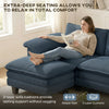 Sectional Sofa, L Shaped Sofa with Deep Seat, Movable Ottoman and Pillow-top Armrests, Blue
