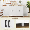 Modern Sideboard Buffet Cabinet, Modern Kitchen Storage Cabinet with 4 Doors Adjustable Shelves, for Dining Room, White