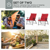 Set of 2 Outdoor Folding Chairs with Adjustable Backrest, Padded Camping Chairs for Outdoor Events, Red