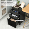 Vertical Filing Cabinet, 3 Drawer Mobile File Cabinet, Under Desk Office Storage Cabinet with Wheels, Black Wood Grain