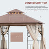 10'x10' Soft-top Steel Patio Gazebo Outdoor Sun Shelter with 2-Tier Polyester Roof, Curtain Sidewalls