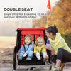 2-Seat Child Bike Trailer for Kids with a Strong Steel Frame, 5-Point Safety Harnesses, & Comfortable Seat, Red