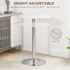 Modern Round Bar Table Adjustment Height Home Pub Bistro Desk Faux Leather Covered Wooden Top Chrome Base White