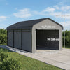 10' x 15' Metal Carport, Heavy Duty Garage Car Shelter with Galvanized Metal Roof and Removable Sidewalls, Light Grey