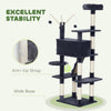 59 Inch Large Cat Tree with Sisal Scratching Posts, Cozy Condo, Top Perch, Ladder and Interactive Balls, Dark Grey