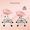 PU Leather Rolling Stool, Height Adjustable Swivel Salon Chair with Backrest and Foot Rest for Spa, Tattoo, Pink