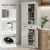 Long Standing Kitchen Cabinet w/ 2 Drawers MDF Board, White
